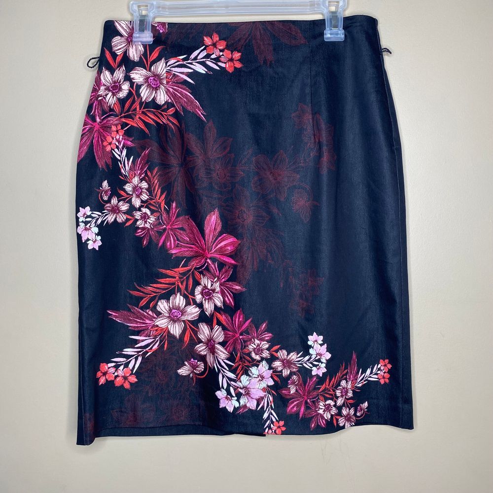 Worthington Women's Black Pencil Floral Business Casual Skirt Size 12